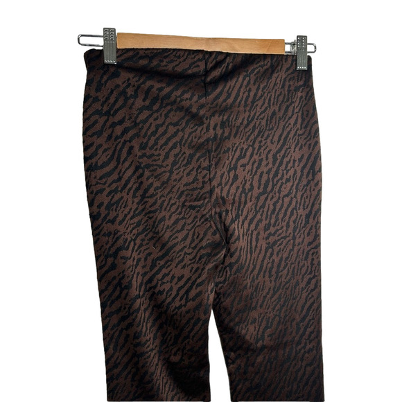 Zara Brown Animal Print Flare Pants M - Picture 5 of 10